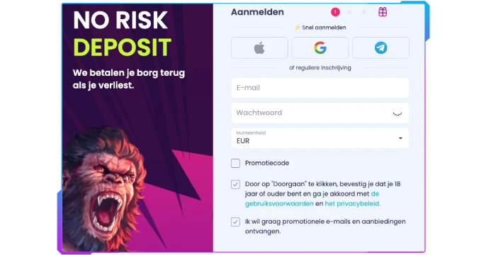 Booms.Bet account aanmaken banner